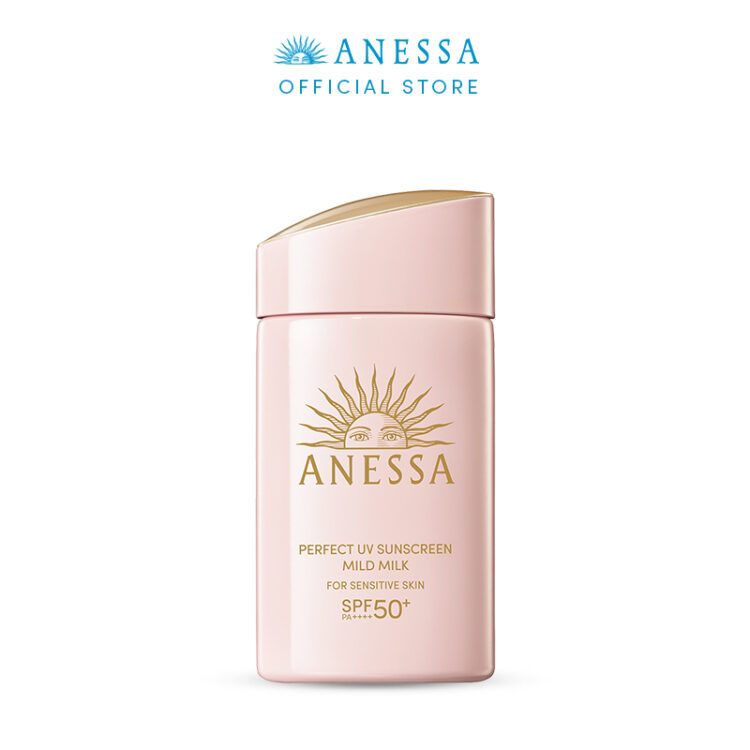 Kem chống nắng Anessa hồng Perfect UV Sunscreen Mild Milk SPF50+