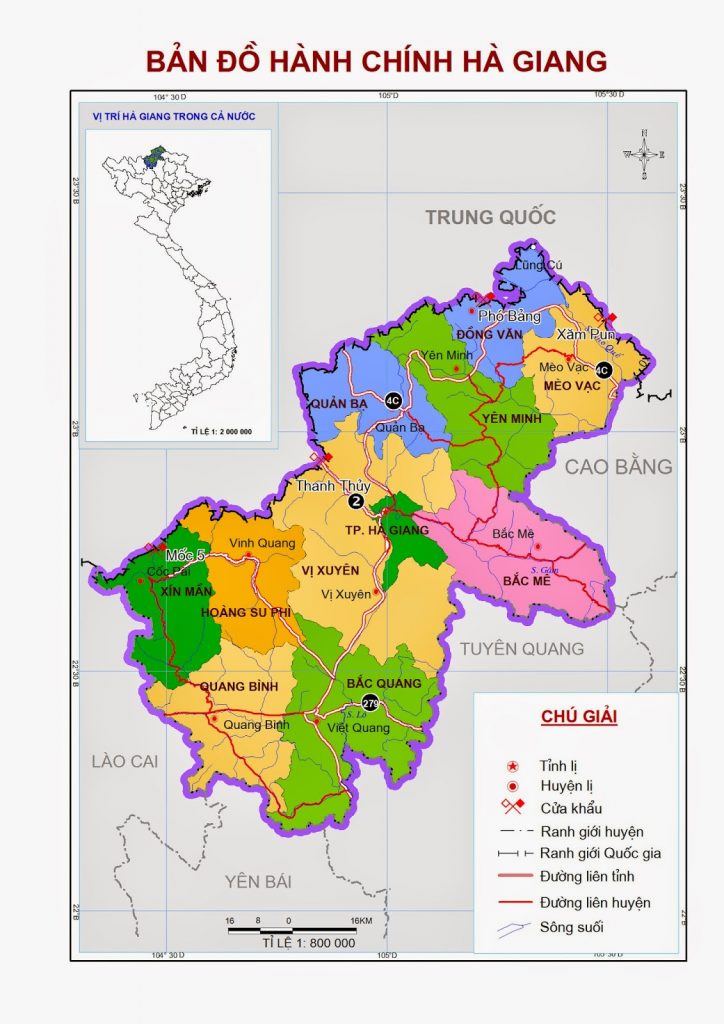 Bản đồ hành chính tỉnh Hà Giang 