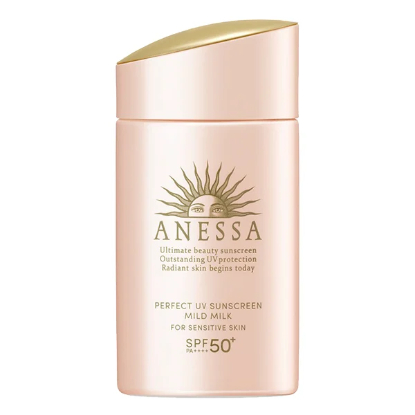 kem chống nắng Anessa màu hồng Perfect UV Sunscreen Mild Milk SPF50+